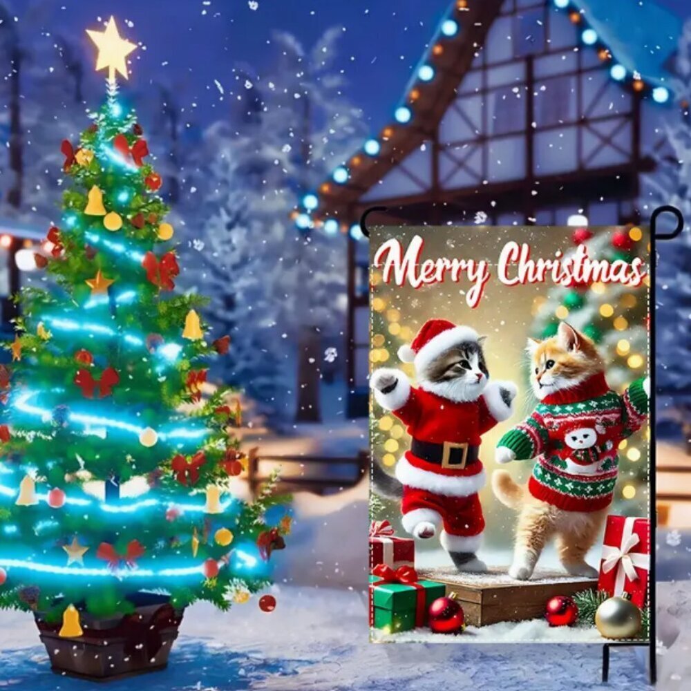 Merry Christmas Cats Yard Flag NWT